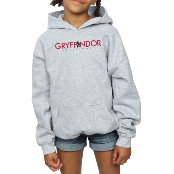 Harry Potter Tjejer Gryffindor Text Hoodie 7-8 År Sports Grey Sports Grey 7-8 Years