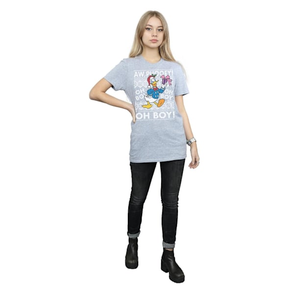 Disney Womens/Ladies Donald Duck Jul Fair Isle Bomull Boyfriend T-shirt Sports Grey 3XL