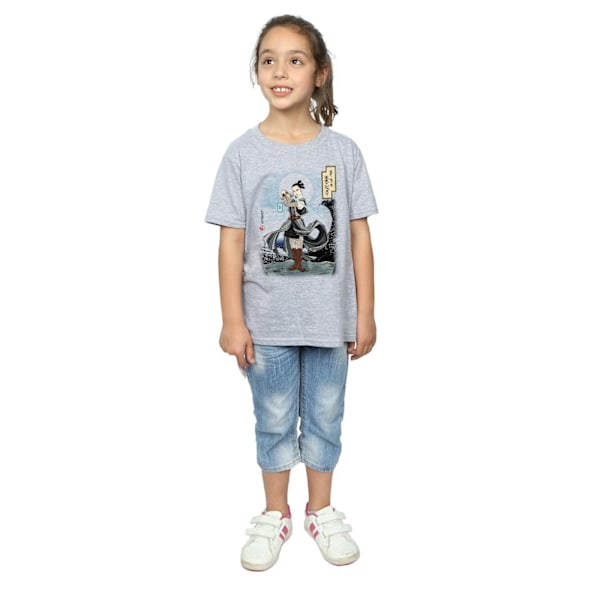 Star Wars Girls The Last Jedi Japansk Rey Bomull T-shirt 7-8 år Sports Grey 7-8 Years