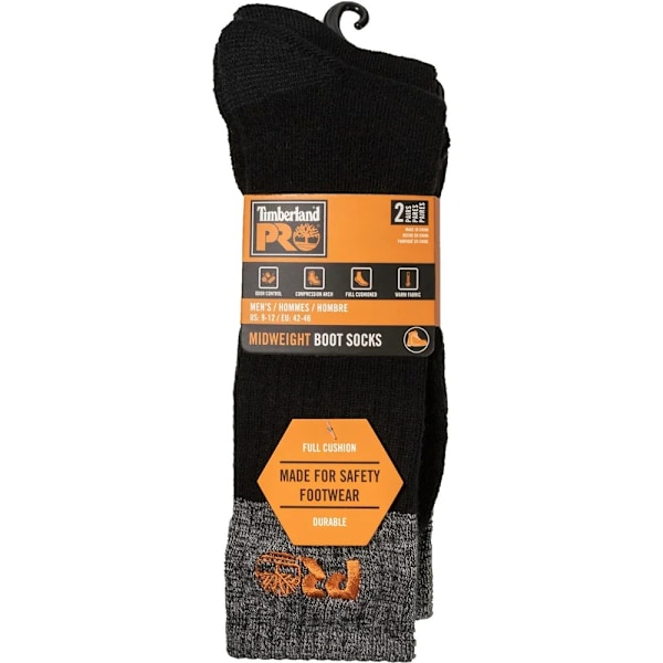 Timberland Pro Mens Colour Block Cushioned Boot Socks (2-pack) Black L