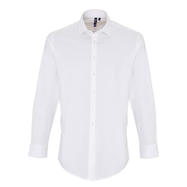 Premier Herr Stretch Fit Poplin Långärmad Skjorta 3XL Vit White 3XL