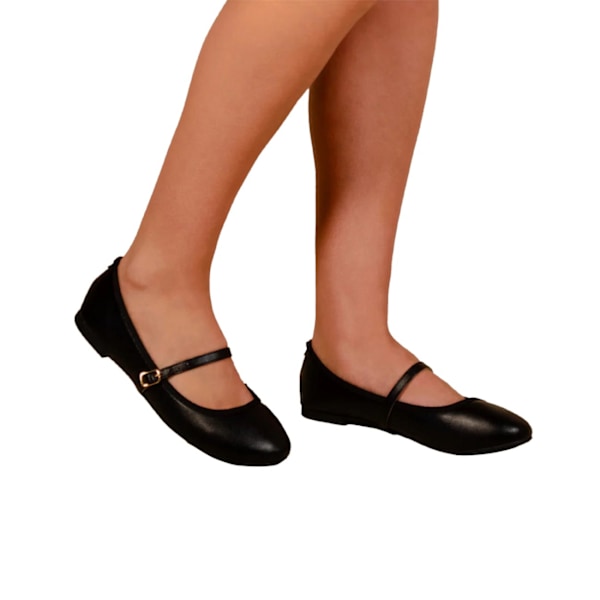 Where's That From Dam/Damer Josie Faux Läder Remmar Ballerina Flats 8 UK Svart Black 8 UK