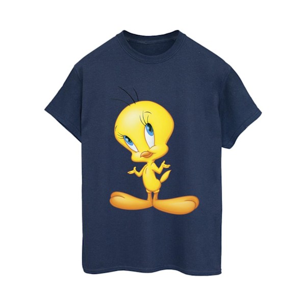 Looney Tunes Dam/Damer Tweety Stående Bomull Boyfriend T-shirt M Marinblå Navy Blue M