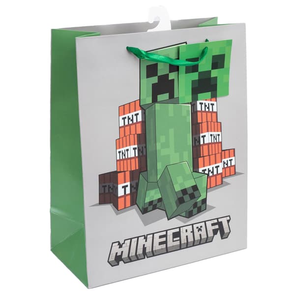 Minecraft Creeper Presentpåse M Grå/Grön Grey/Green M