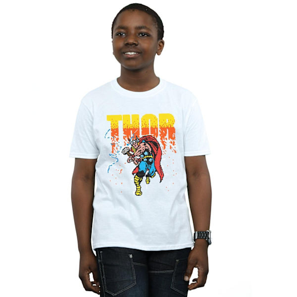 Marvel Pojkar Thor Pixelerad T-Shirt 7-8 År Vit White 7-8 Years