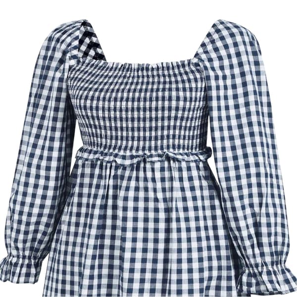 Miso Dam Gingham Midiklänning med lång ärm 8 UK Marinblå/Vit Navy/White 8 UK