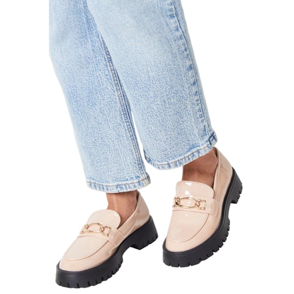 Faith Womens/Ladies Nash Snaffle Detail Chunky Flat Loafers 6 U Nude 6 UK