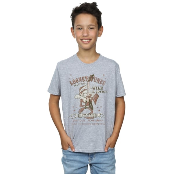 Looney Tunes Boys Wile E Coyote Gitarr T-Shirt 12-13 År Spor Sports Grey 12-13 Years