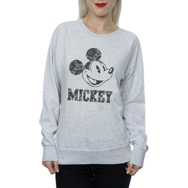 Disney Dam/Kvinnor Mickey Mouse Snör Sweatshirt XXL Heather Heather Grey XXL