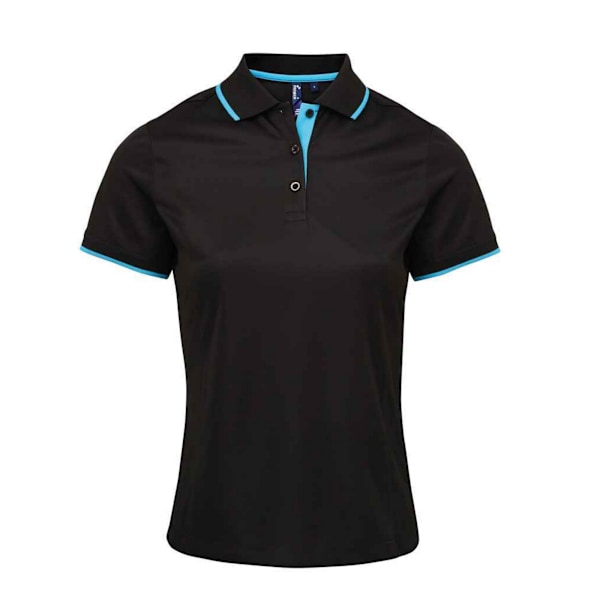 Premier Dam/Kvinnor Coolchecker Kontrast Pique Poloshirt XXL Black/Turquoise XXL