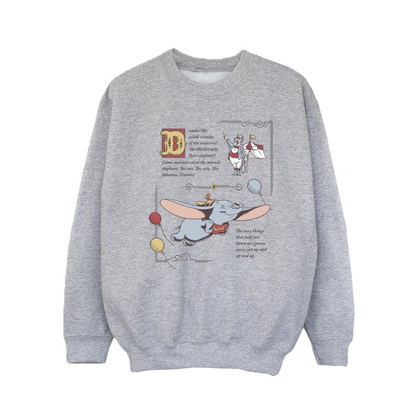 Disney Girls Dumbo Story Book Page Sweatshirt 5-6 Years Sports Sports Grey 5-6 Years