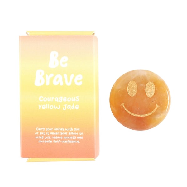Something Different Be Brave Jade Glad Ansikte Dekorativ Kristall Yellow One Size