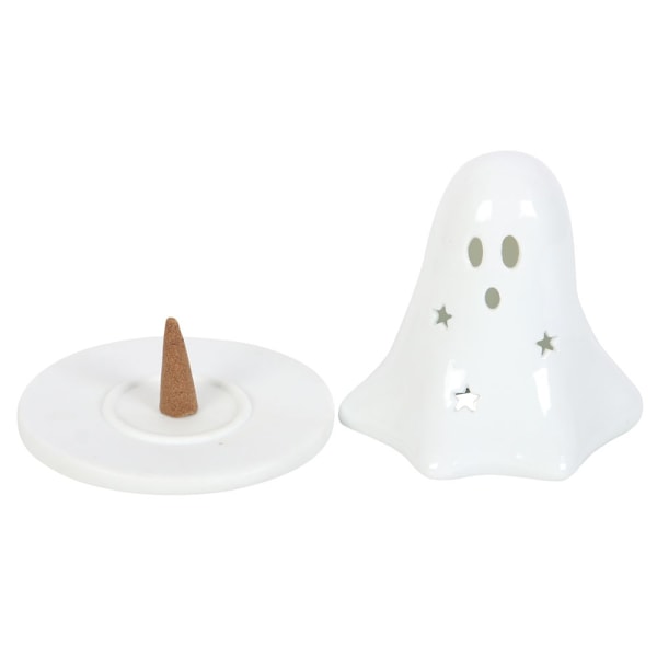 Something Different Keramisk Spök Tealight- och Rökelsekonhållare White One Size