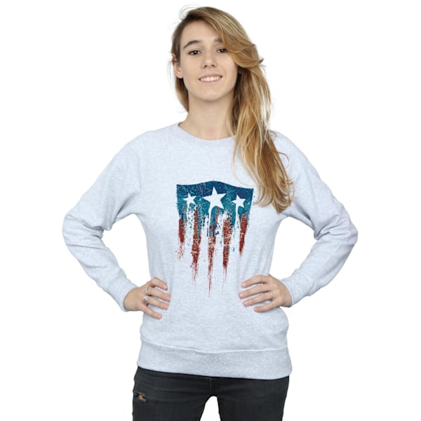 Marvel Dam/Kvinnor Captain America Flag Shield Sweatshirt S H Heather Grey S