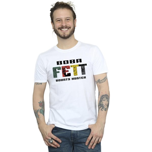 Star Wars T-shirt med Boba Fett-logotyp för män, L, vit White L