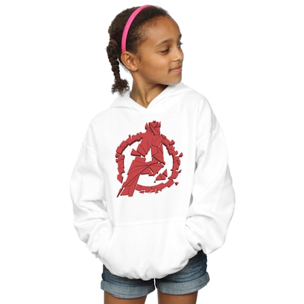 Marvel Girls Avengers Endgame Shattered Logo Hoodie 12-13 år White 12-13 Years