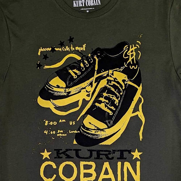 Kurt Cobain Unisex Vuxen Converse T-Shirt S Grön Green S
