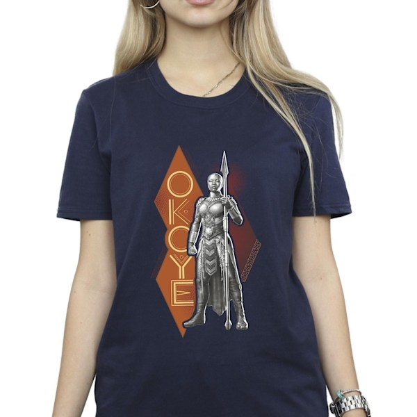 Marvel Dam/Damer Wakanda Forever Okoye Stance Bomull Boyfriend T-Shirt L Marinblå Navy Blue L