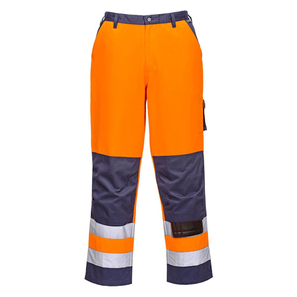 Portwest Herr Lyon Kontrast Hi-Vis Säkerhetsarbetsbyxor 4XL R O Orange/Navy 4XL R