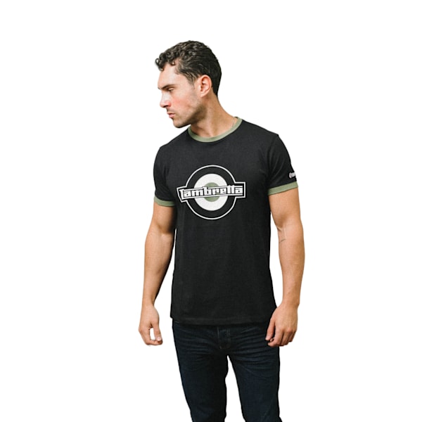Lambretta Herr SS25 Ringer Logotyp T-Shirt L Svart/Khaki Black/Khaki L