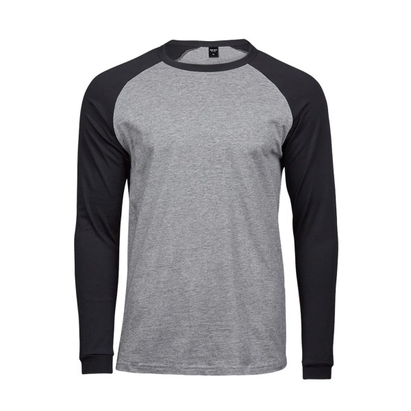 Tee Jays Herr Långärmad baseball T-shirt S Ljunggrå/svart Heather Grey/Black S