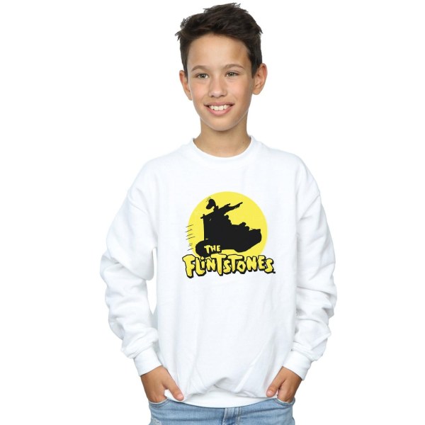 The Flintstones Boys Car Silhouette Sweatshirt 7-8 år Vit White 7-8 Years