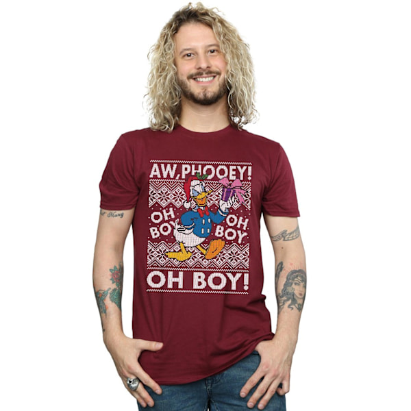 Disney Herr Donald Duck Jul Fair Isle T-shirt L Bourgogne Burgundy L