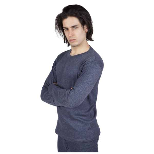Mäns Termisk Underkläder Långärmad T-shirt Överdel Bröst: 32-34 tum Denim Chest: 32-34ins (Small)