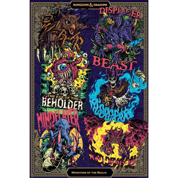Dungeons & Dragons Monsters of the Realm-affisch 91,5 cm x 61 cm M Multicoloured 91.5cm x 61cm