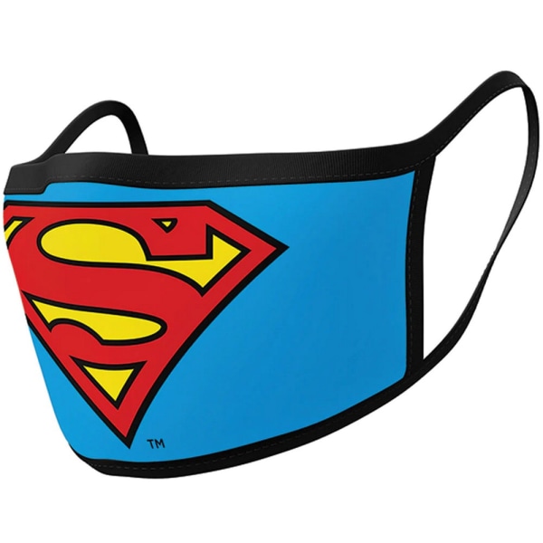 Superman Logo Face Mask (Pack med 2) One Size Blå/Svart/Röd Blue/Black/Red One Size