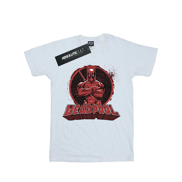 Deadpool Dam/Kvinnor Korsade Armar Logotyp Pojkvän T-Shirt 3XL White 3XL