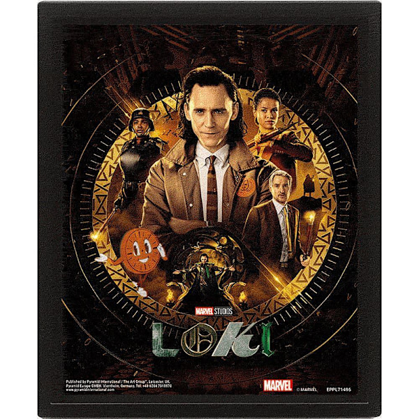Loki Glorious Purpose 3D inramad affisch 10cm x 8cm Svart/Guld Black/Gold 10cm x 8cm