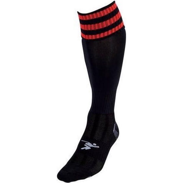 Precision Barn/Barn 3 Ränder Pro Fotbollsstrumpor 12 UK Barn Black/Red 12 UK Child-2 UK
