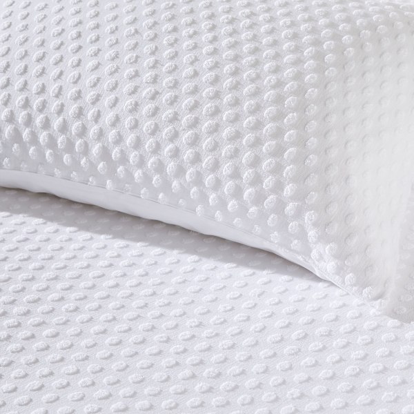 The Linen Yard Tufted Polka Dot Påslakan Set Singel Vit White Single