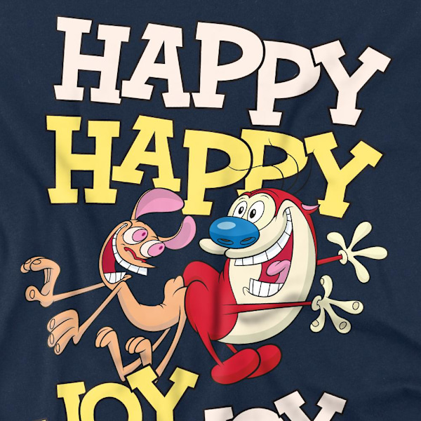 Ren & Stimpy Herr Happy Happy Joy Joy T-Shirt XL Marinblå Navy XL