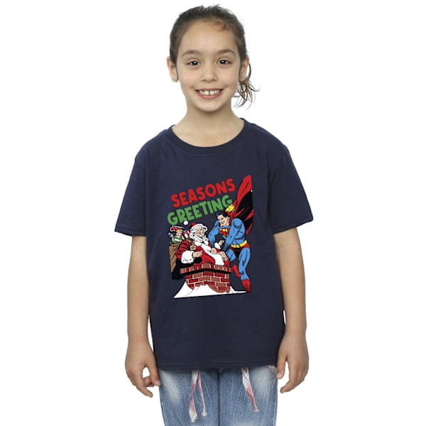 DC Comics Girls Superman Santa Comic Bomull T-shirt 5-6 år N Navy Blue 5-6 Years