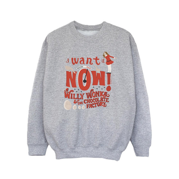 Willy Wonka Flickor Verruca Salt Jag Vill Ha Den Nu Sweatshirt 3-4 År Sports Grey 3-4 Years