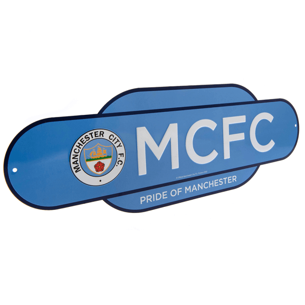 Manchester City FC Retro hängande skylt One Size Himmelsblå/Vit Sky Blue/White One Size