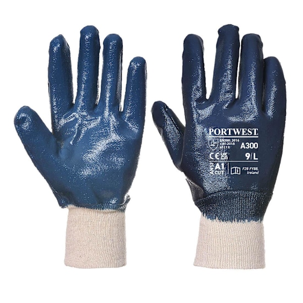 Portwest Unisex Adult A300 Stickade Manschetter Nitril Säkerhetshandskar M Navy M