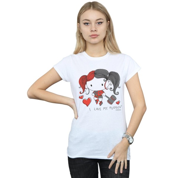 DC Comics Womens/Ladies Justice League I Love My Puddin´ Cotton White L