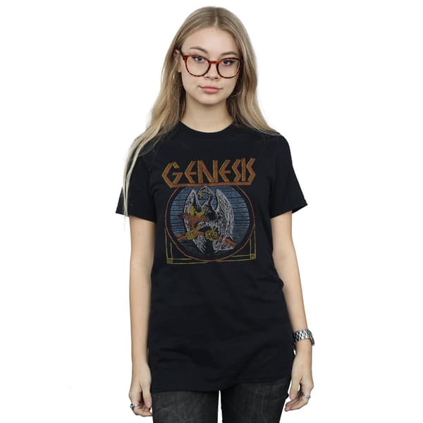 Genesis Dam/Dam Distressed Eagle Bomull Boyfriend T-shirt Black L