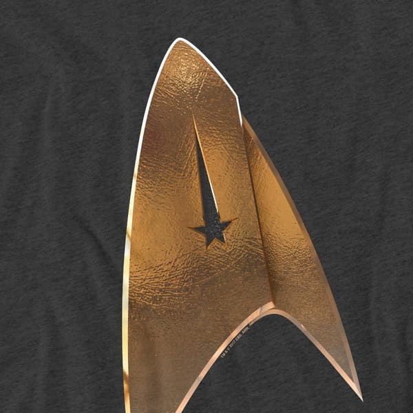 Star Trek: Discovery Unisex Vuxen Command Shield T-Shirt M Kolgrå Charcoal M