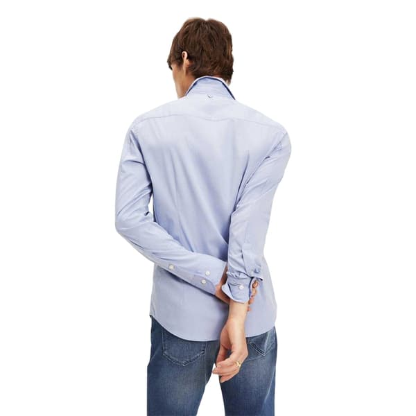 Tommy Jeans Herr Enfärgad Stretch Långärmad Skjorta M Blå Blue M
