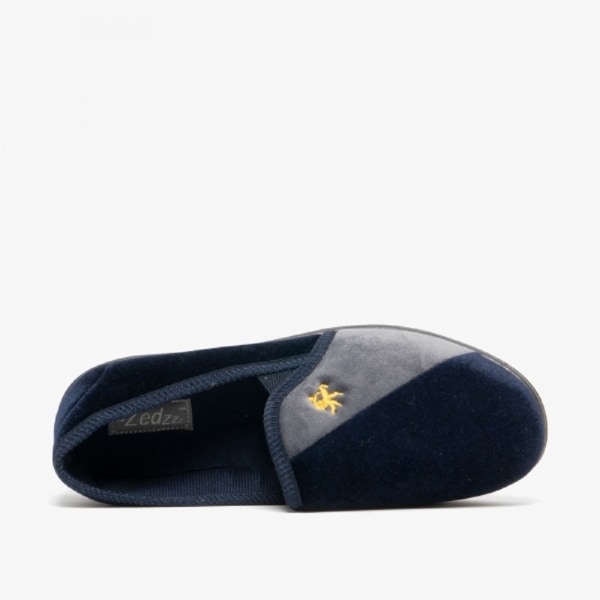 Zedzzz herr Aaron toffel med dubbla kilar i velour, 7 UK marinblå/grå Navy Blue/Grey 7 UK