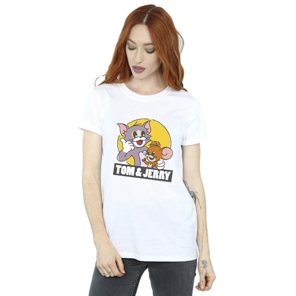 Tom And Jerry Dam/Damer Sketch Logo Bomull Boyfriend T-Shir White XL