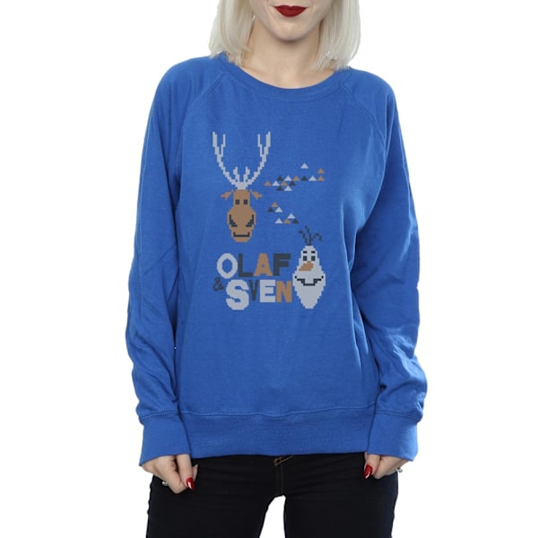 Disney Dam/Kvinnor Frozen Jul Olaf Och Sven Sweatshirt Royal Blue L