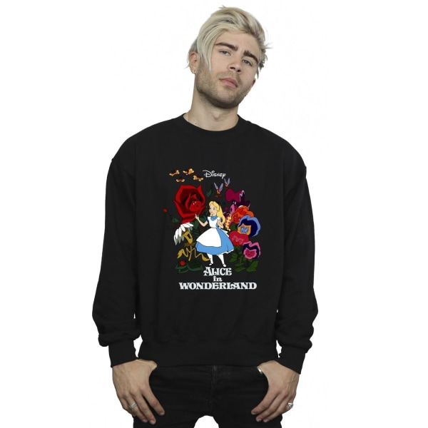 Disney Mens Alice In Wonderland Flowers Sweatshirt L Svart Black L