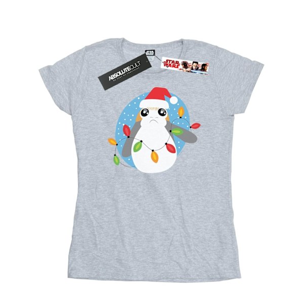 Star Wars Dam/Damer The Last Jedi Porg Julbelysning Bomull T-shirt Sports Grey M