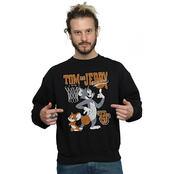 Tom och Jerry Herr Spinning Basketboll Bomull Sweatshirt XXL Svart Black XXL