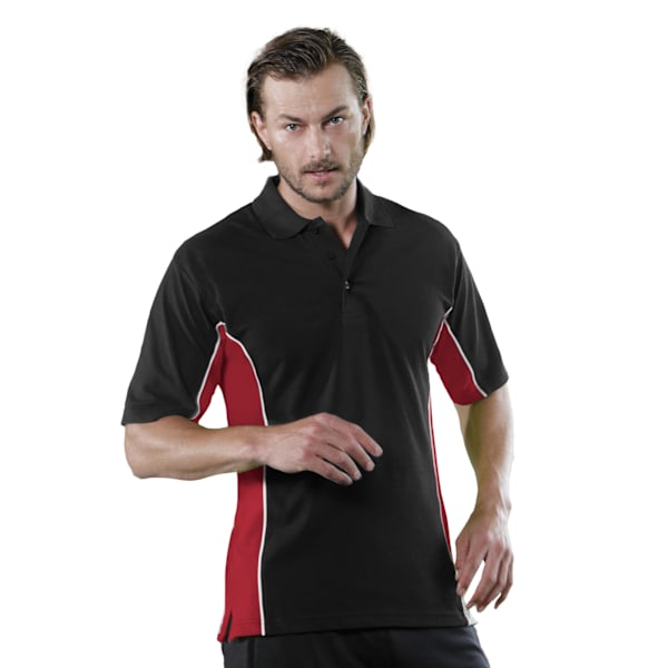 Gamegear® Herr Track Pique Kortärmad Polotröja Topp M Svart/ Black/Red/White M